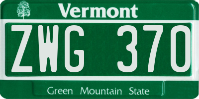 VT license plate ZWG370