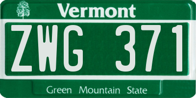 VT license plate ZWG371