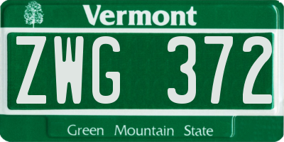 VT license plate ZWG372