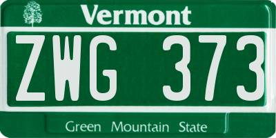 VT license plate ZWG373