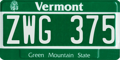 VT license plate ZWG375
