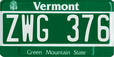 VT license plate ZWG376