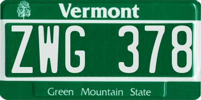 VT license plate ZWG378