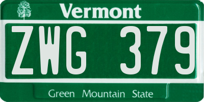 VT license plate ZWG379