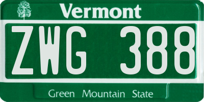 VT license plate ZWG388