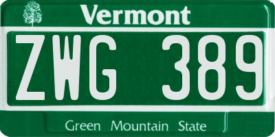VT license plate ZWG389