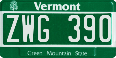 VT license plate ZWG390