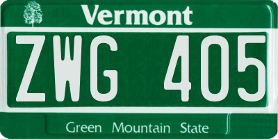 VT license plate ZWG405