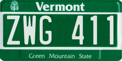VT license plate ZWG411