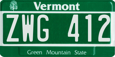 VT license plate ZWG412