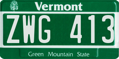 VT license plate ZWG413
