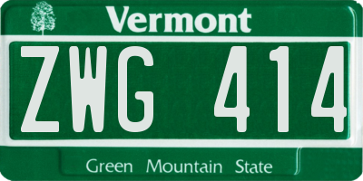 VT license plate ZWG414