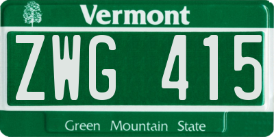 VT license plate ZWG415