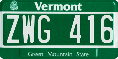 VT license plate ZWG416
