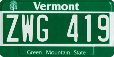 VT license plate ZWG419