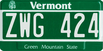 VT license plate ZWG424