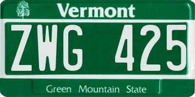 VT license plate ZWG425