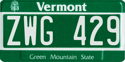 VT license plate ZWG429