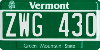 VT license plate ZWG430