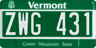 VT license plate ZWG431