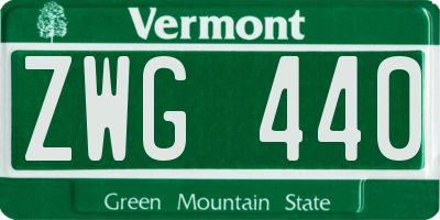 VT license plate ZWG440