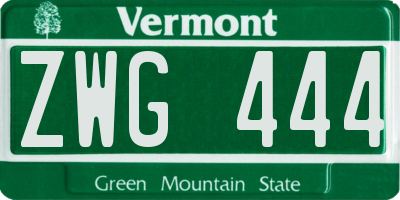 VT license plate ZWG444