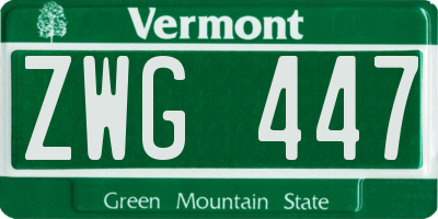 VT license plate ZWG447
