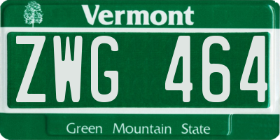 VT license plate ZWG464