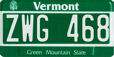 VT license plate ZWG468