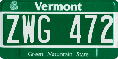 VT license plate ZWG472