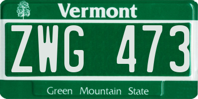 VT license plate ZWG473