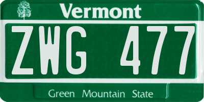 VT license plate ZWG477