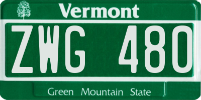 VT license plate ZWG480