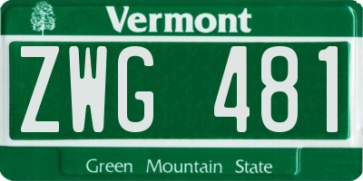 VT license plate ZWG481