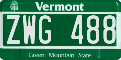 VT license plate ZWG488