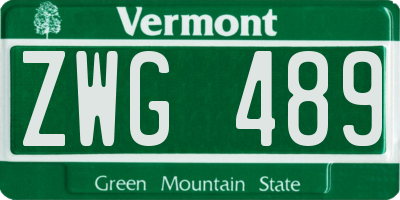 VT license plate ZWG489