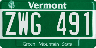 VT license plate ZWG491