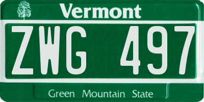 VT license plate ZWG497