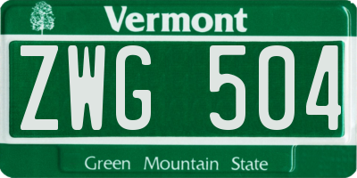 VT license plate ZWG504