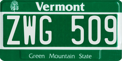 VT license plate ZWG509