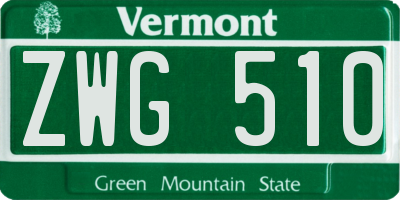 VT license plate ZWG510