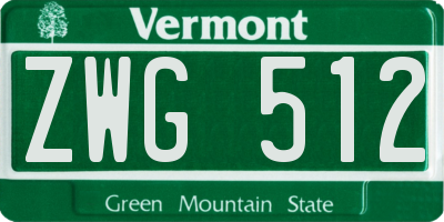 VT license plate ZWG512