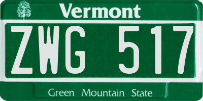 VT license plate ZWG517
