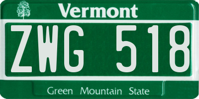VT license plate ZWG518