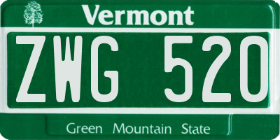 VT license plate ZWG520