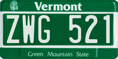 VT license plate ZWG521