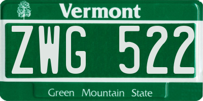 VT license plate ZWG522