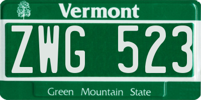 VT license plate ZWG523