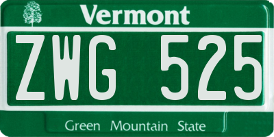 VT license plate ZWG525