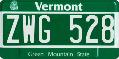 VT license plate ZWG528
